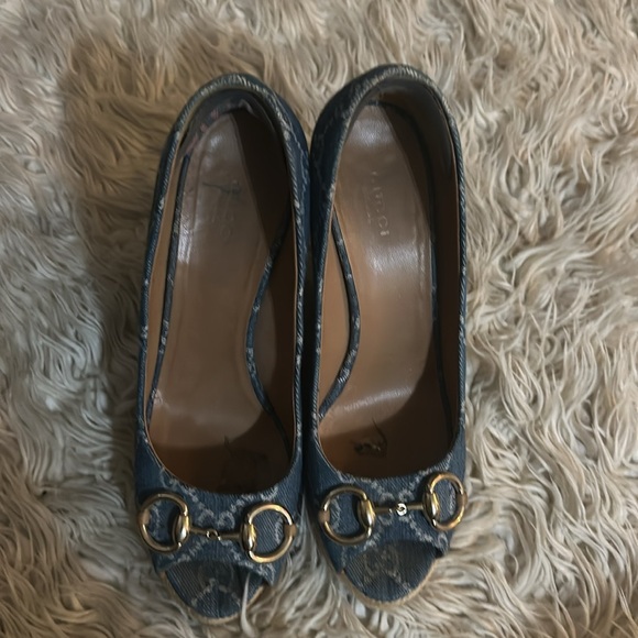 Gucci logo denim wedge Charlotte 39.5 - Picture 10 of 15